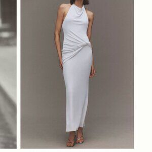 Anthropologie Katie May Leyla Cowled Halter Open-Back Knotted Maxi Dress